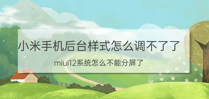 小米手机后台样式怎么调不了了 miui12系统怎么不能分屏了？